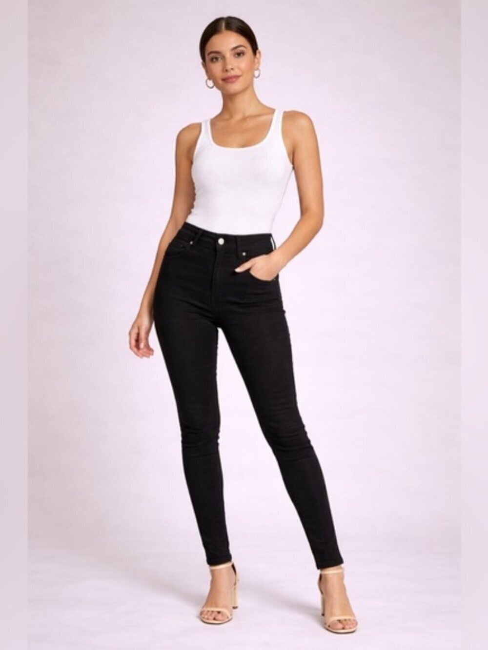7 For All Mankind High Waist Skinny Jeans Black – Size 27